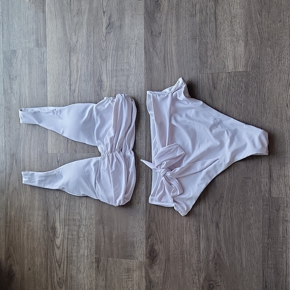 Haute Swimwear White bikini size small high waist with bow NEW